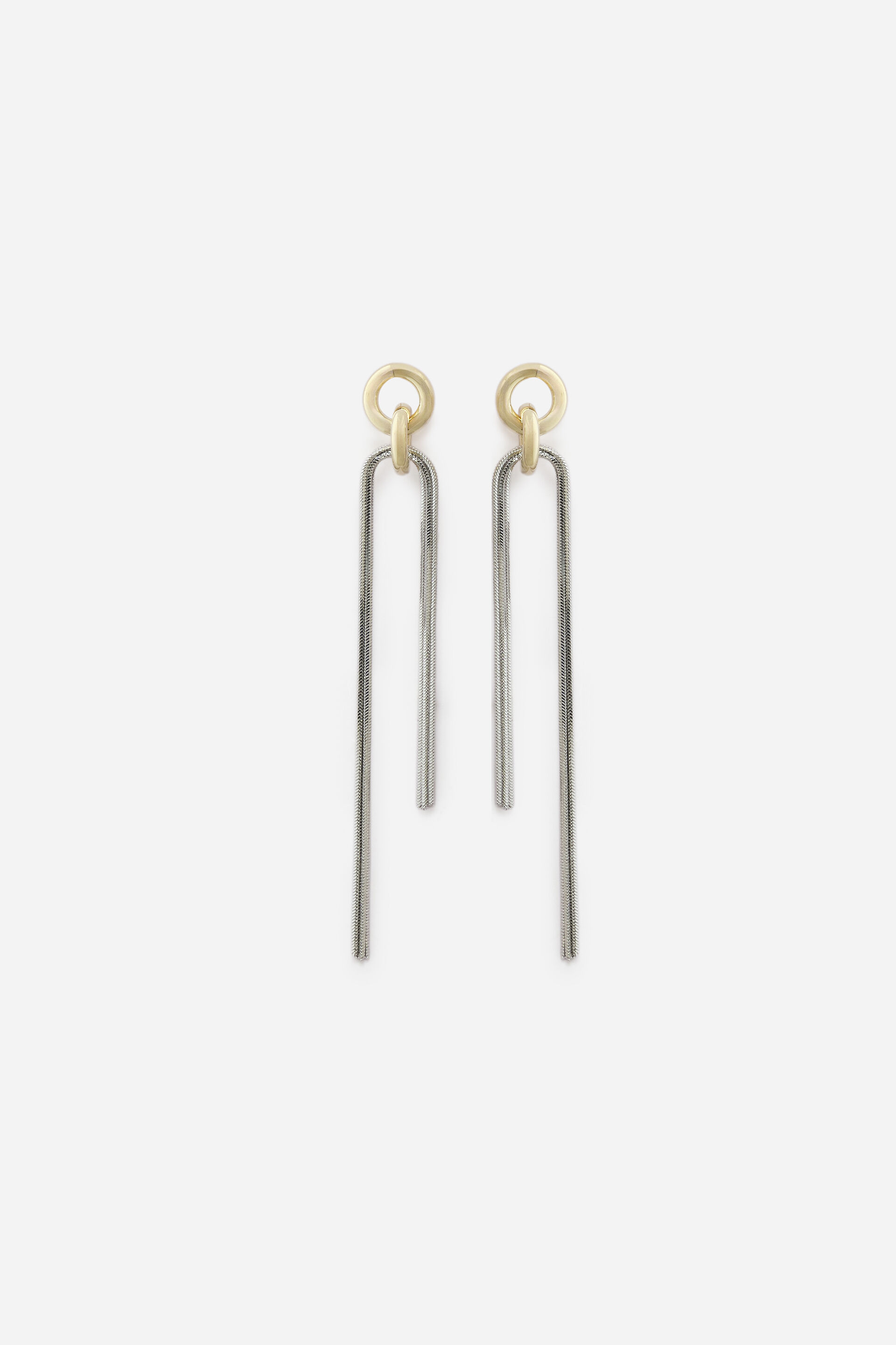 Dual Tone Tassel Earrings, , image 1